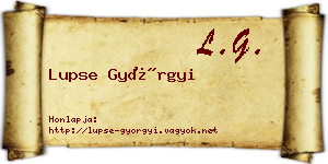 Lupse Györgyi névjegykártya